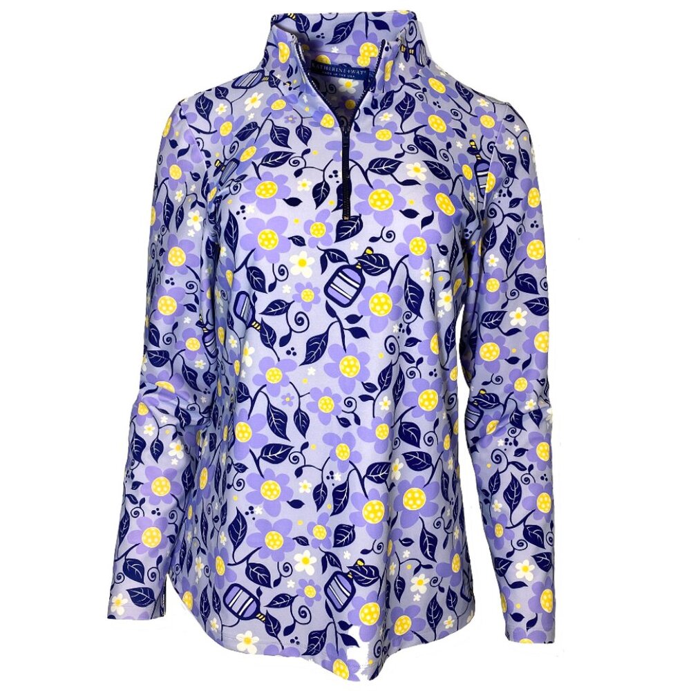 Katherine Way "Pickleball Garden Lilac" 1/4 Zip NWT Made in the USA